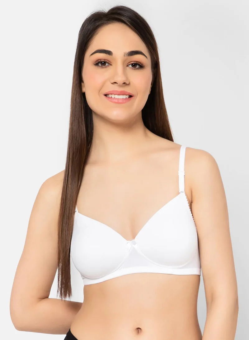 Clovia White Padded Non-Wired Full Coverage Multiway T-shirt Bra in White for Women | Best Price UAE
